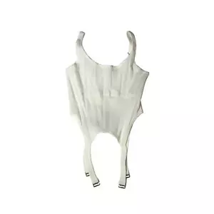 Canotta Dion Lee Combat Grosgrain maglia elasticizzata a costine bordata avorio - Foto 1 di 2