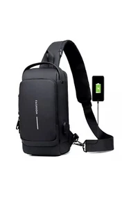 Men's Sling Backpack Waterproof Anti-theft Shoulder Crossbody Chest Bag USB Port - Picture 1 of 5