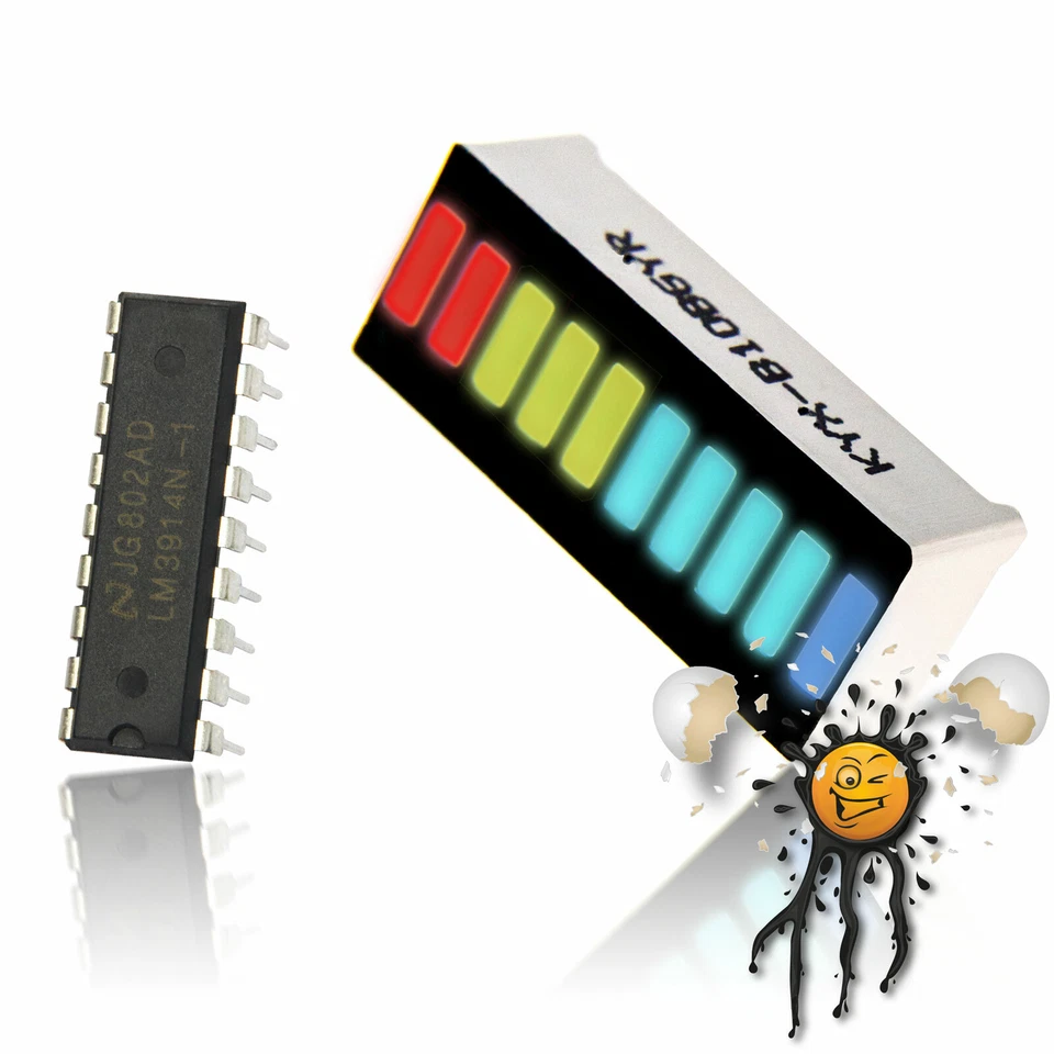 Modulo indicatore grafico a barre LED 10 segmenti colorato LM3914N driver LED IC DIP 18 - Immagine 1 di 1