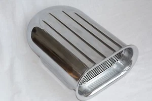 14" Polished Aluminum Hilborn 5 Finned Hood Scoop Air Cleaner 4 Barrel Carb - Picture 1 of 2