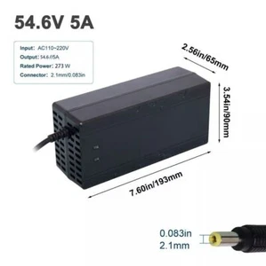 54.6V 5A DC 5.5x2.1mm Plug Charger For 48V Electric Bike Ebike Lithium Battery - Picture 1 of 12