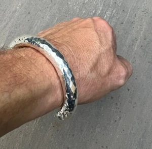 Bracciale coppia massiccio affare 8/10 mm sterling massiccio 925, bracciale argento semplice - Foto 1 di 6