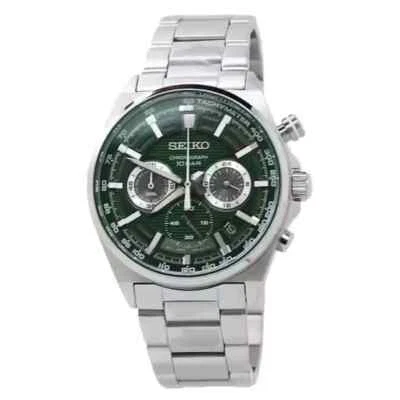 Seiko Men's Chronograph Quartz Green Dial Stainless Steel Watch - SSB405P1 NEW - Image 1 of 4
