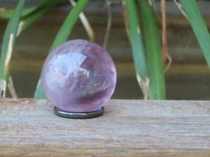 Amethyst Polished Crystal Sphere with Hematite Stand 54 Grams Purple - Picture 1 of 10