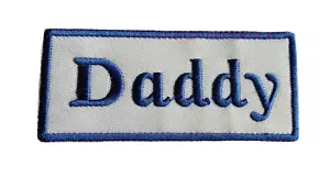 Parche de hierro para papá blanco azul telas coser 8,8 cm x 3,8 cm insignia bordada P364 - Imagen 1 de 3