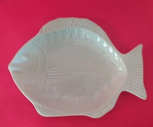 Ceramic Light Aqua Blue Fish Shaped Serving Plate Platter Dish - Picture 1 of 6