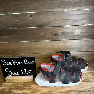 Kids Boys See Kai Run Cyrus IV Flexirun Black Athletic Fisherman Sandals Size 12 - Image 1 of 4