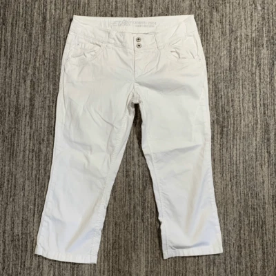 Pantalones Cortos Capris Elastizados De Colección ESpirit Para Mujer Talla 2 Algodón Blanco Botón Mosca Foto 1 de 4