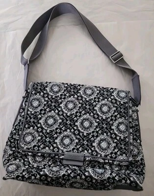 Vera Bradley Messenger сумка для ноутбука уголь медальон черный серый синий большой!! - Изображение 1 из 4