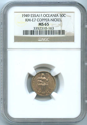 French Oceania 50 Centimes ESSAI 1949 KM E7  NGC MS 65 - Image 1 of 2