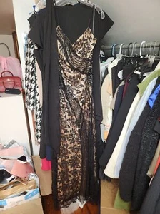 Floor length black nude sequin gown size 12 - Picture 1 of 5