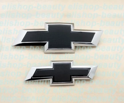 New 2021-2025 Suburban Tahoe Front & Rear Chrome Black Bowtie Emblems Kit OEM - Image 1 of 4