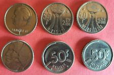 Oude Belgische 50 Frank, 6 munten verschillende soorten en jaren !! zie foto