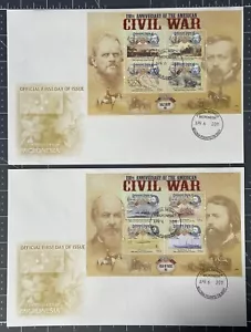 MICRONESIA 2010 2 FDC + Stamp Sheets U.S. Civil War 150th Anniversary - SC 921-2 - Picture 1 of 1