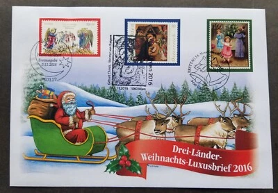 [SJ] Germany Austria Liechtenstein Joint Issue Christmas 2016 (joint FDC) *3 PMK - Image 1 of 4
