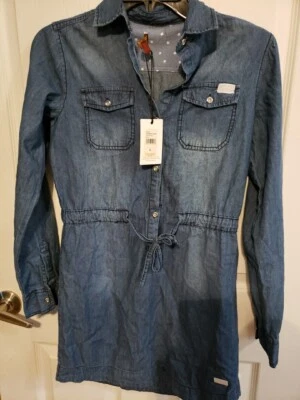 Vestido Camisa 7 For All Mankind Niña Azul Denim Botón Frontal Cinturón, Talla Grande Foto 1 de 4