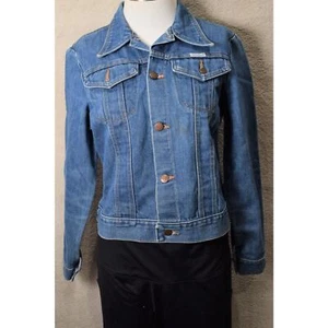 CHAQUETA DE CAMIONERO DE MEZCLILLA WRANGLER DE COLECCIÓN TALLA M BOLSILLOS LATERALES BOTÓN DELANTERO AZUL PARA MUJER - Imagen 1 de 11