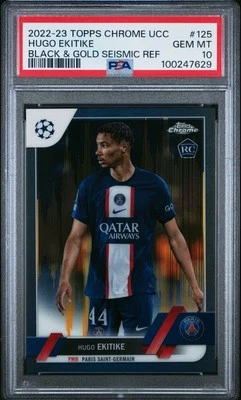 2022-23 TOPPS CHROME UEFA UCL HUGO EKITIKE #/30 BLACK & GOLD #125 RC PSA 10 - Image 1 of 2