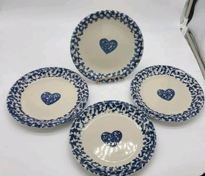 Vintage Folk Craft von Tienshan-Schwamm blau Herz 7,5" Salatteller 4er Set - Bild 1 von 4