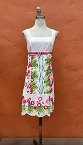 Vintage Y2K Anna Sui Dress mini embroidered floral 1960s retro style - Picture 1 of 7