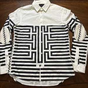 Camicia elegante uomo Diesel nero oro bianco e nero toppe geometriche gomito 48 - Foto 1 di 7