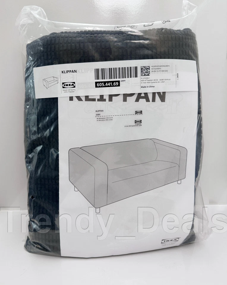 IKEA KLIPPAN COVER SLIPCOVER FOR LOVESEAT Vansbro black 605.441.69 / 805.441.68