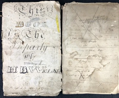 Antique 1836 Writings Ledge Hand Written Books Papers Illustrations Notes - Image 1 of 4