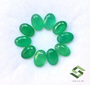 Lote de 10 piedras preciosas sueltas sin tratar de corte ovalado esmeralda natural de 6x4 mm 4,30 CTS - Imagen 1 de 6