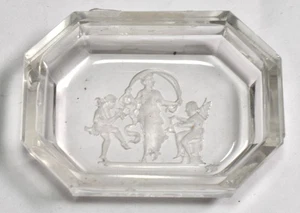Plato de sal de vidrio vintage Art Deco Heinrich Hoffman niños cuerda para saltar - Imagen 1 de 2
