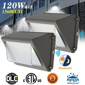 2X LED Wall Pack Light 120W Photocell Dusk-to-Dawn Commercial Outdoor Lighting - Picture 1 of 12