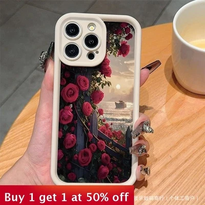 For iPhone 17 Air 17 Pro Max 16 15 14 13 12 11 XR 7 8 Phone Cover Beautiful Rose - Image 1 of 3
