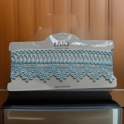 Gargantilla de encaje de colección 2 Mia Y2K años 90 collar adolescente azul nuevo en paquete Foto 1 de 2