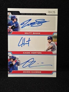2025 Topps Debut MATT SHAW CADE HORTON OWEN CAISSIE Triple Auto! SP!! /25 CUBS! - Picture 1 of 7