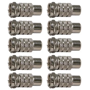 10 Pcs F Type Male to RCA Female Coax Coaxial Cable Adapter Connector Converter - Picture 1 of 2