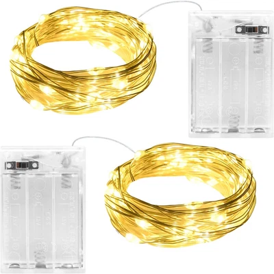 2 Stück Lichterkette Batterie Mit Timer, 2M 20LED Warmweiß Innen Lichterketten K - Bild 1 von 4