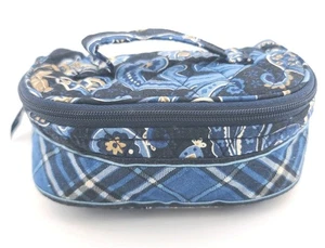 Vera Bradley Jewelry Pouch Travel Bag Cosmetic Handle Navy Floral Quilted Nice! - Picture 1 of 9