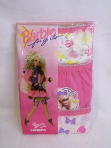 3 paia di mutandine Barbie vintage 1991 per bambina intimo LovePats taglia 4 Mattel - Foto 1 di 5