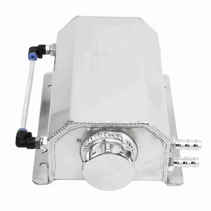 Ι Silver Coolant Overflow Tank Aluminium Alloy 2L Capacity Radiator Reservoir - Picture 1 of 12