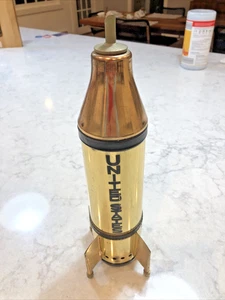 Vintage MCM Brass Rocket Ship Liquor Decanter w/ Music Box Moonlight Sonata - Picture 1 of 24