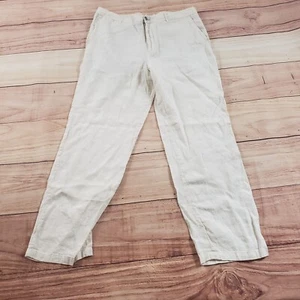 Tasso Elba Pants Mens 34 Beige Off White Straight Chino Slacks Linen Adult 34x32 - Picture 1 of 9