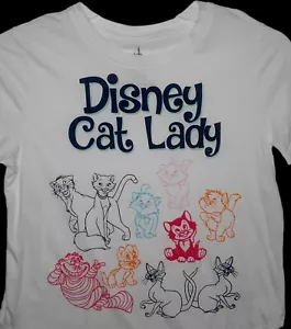 T-shirt Disney Parks Cat Lady taglia L Marie Figaro Cheshire Oliver Si e Am - Foto 1 di 5