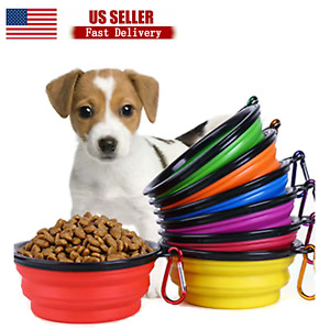 4 Portable Travel Collapsible Foldable Pet Dog Bowl For Food & Water Bowls Dish