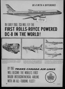 TCA TRANS CANADA AIRLINES 1959 DC-8 JET FIRST ROLLS ROYCE POWERED AD - Bild 1 von 1