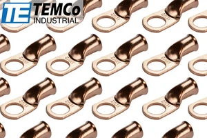 25 Lot 1 AWG 1/2" Hole Ring Terminal Lug Bare Copper Uninsulated Gauge - Imagen 1 de 7