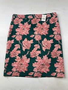 NWT J.Crew Pencil Skirt Green Pink Floral Lined Skirt Womens Size 6 - Picture 1 of 10
