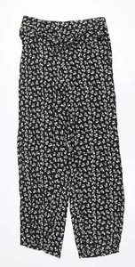 Pantalón Mango Mujer Negro Floral Mezcla Viscosa Talla M Cremallera Regular - Imagen 1 de 12