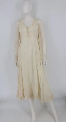 Vestido Gunne Sax Vintage Mujer Colección Nupcial Floral Encaje Manga Larga Cordones Foto 1 de 4