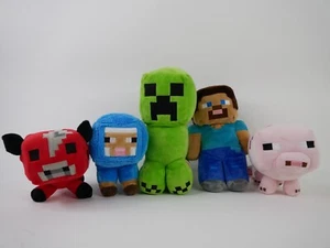 Menge 5 Mojang Minecraft Videospiel Plüschtier - Steve, Creeper, Schaf, Schwein, Kuh - Bild 1 von 8