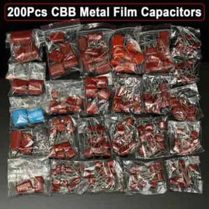 200Pcs 25 Values 0.001uf~2.2uf 630V CBB Metal Film Capacitors Assortment Kit FT - Picture 1 of 11