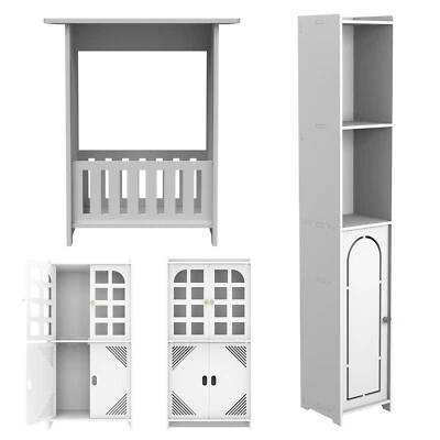 DAYPLUYS Waterproof Bathroom Storage Cabinet Free Standing Cabinet Organizer Unit White